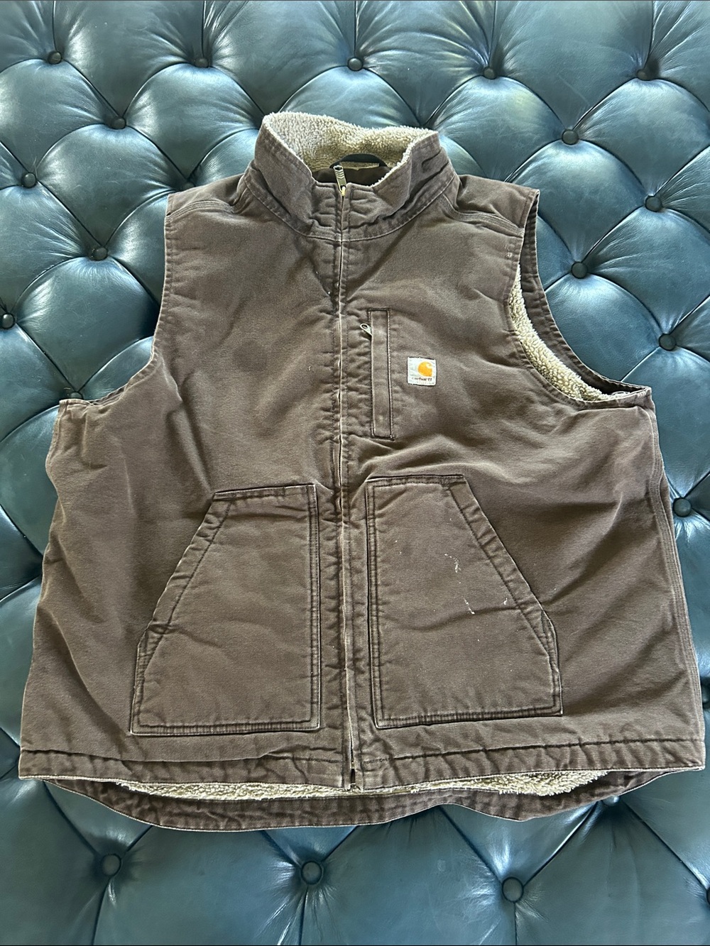 Carhartt Brown Sherpa-Lined Vest XL loose fit
